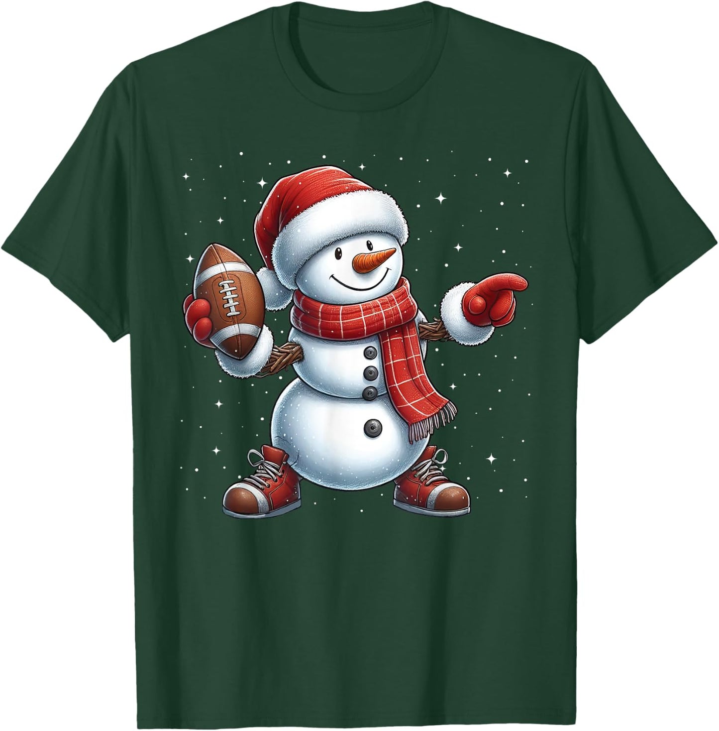 Snowman American Football Christmas Snow Boys Girls Kids T-Shirt - T-Shirt | Forest