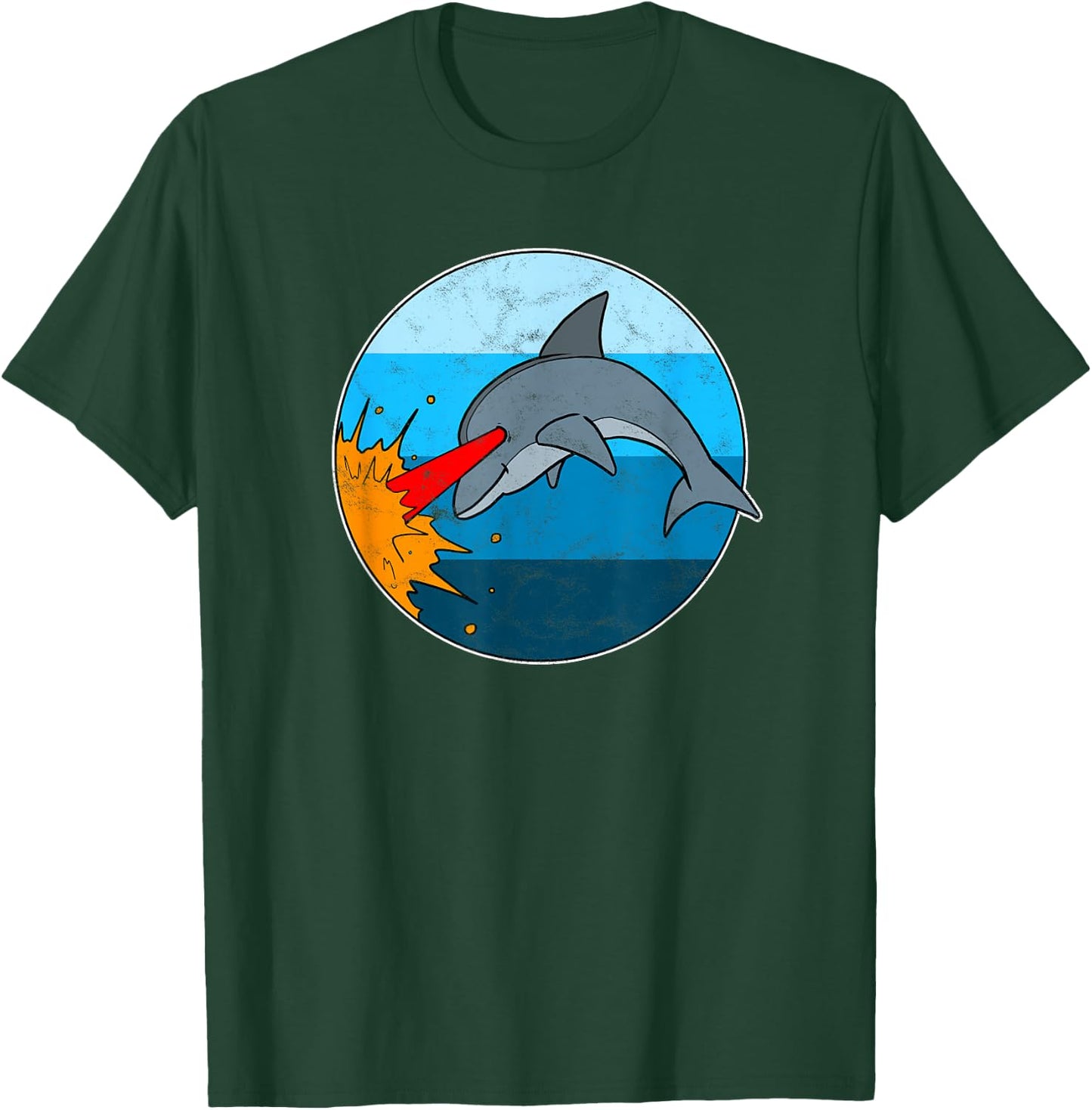 Retro Laser Dolphin Funny 80s Dolphin T-Shirt - T-Shirt | Forest