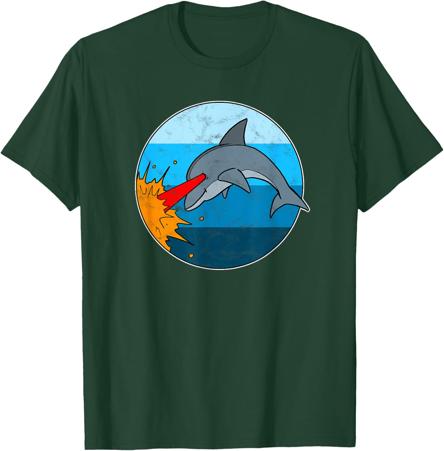 Retro Laser Dolphin Funny 80s Dolphin T-Shirt - T-Shirt | Forest