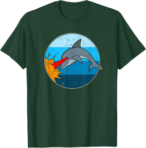 Retro Laser Dolphin Funny 80s Dolphin T-Shirt - T-Shirt | Forest