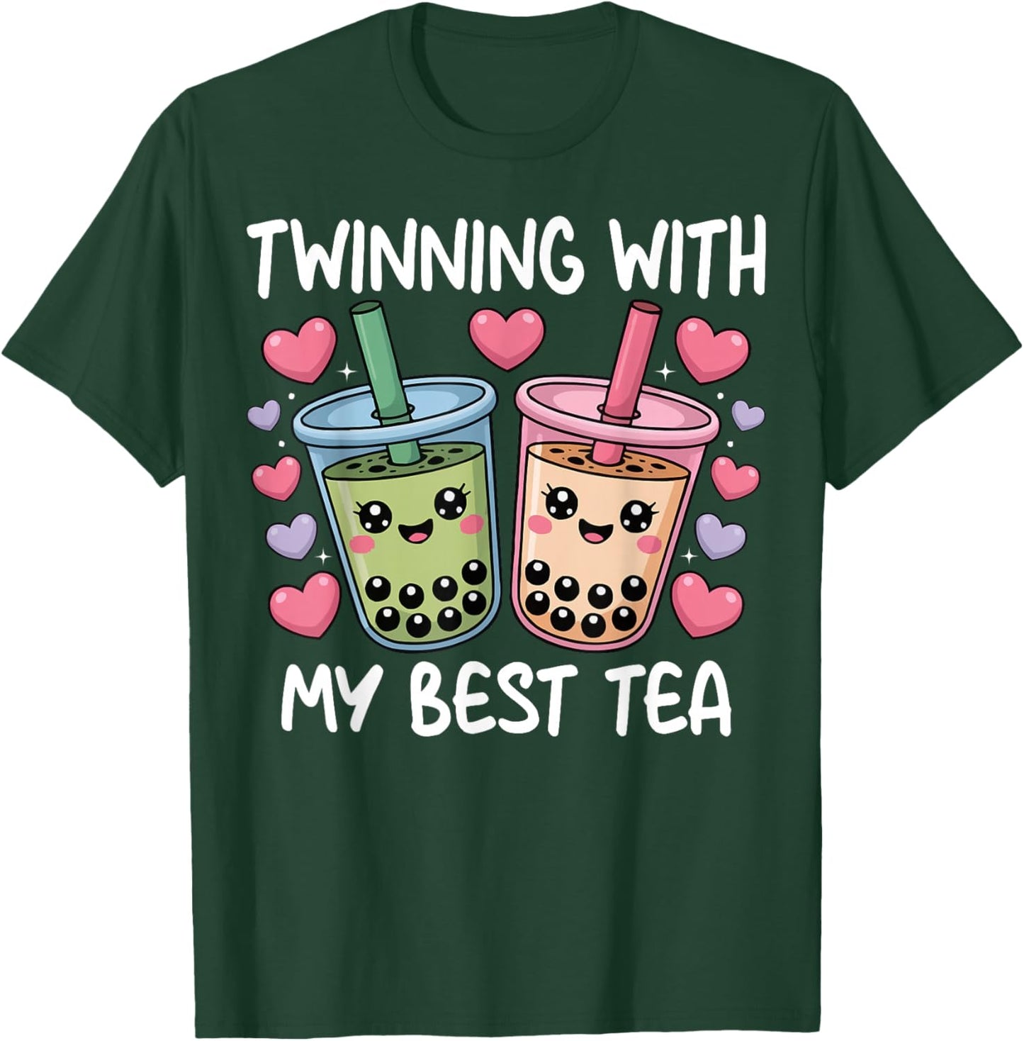 Twinning with My Best Tea Bestie Spirit Week Twins Day T-Shirt - T-Shirt | Forest