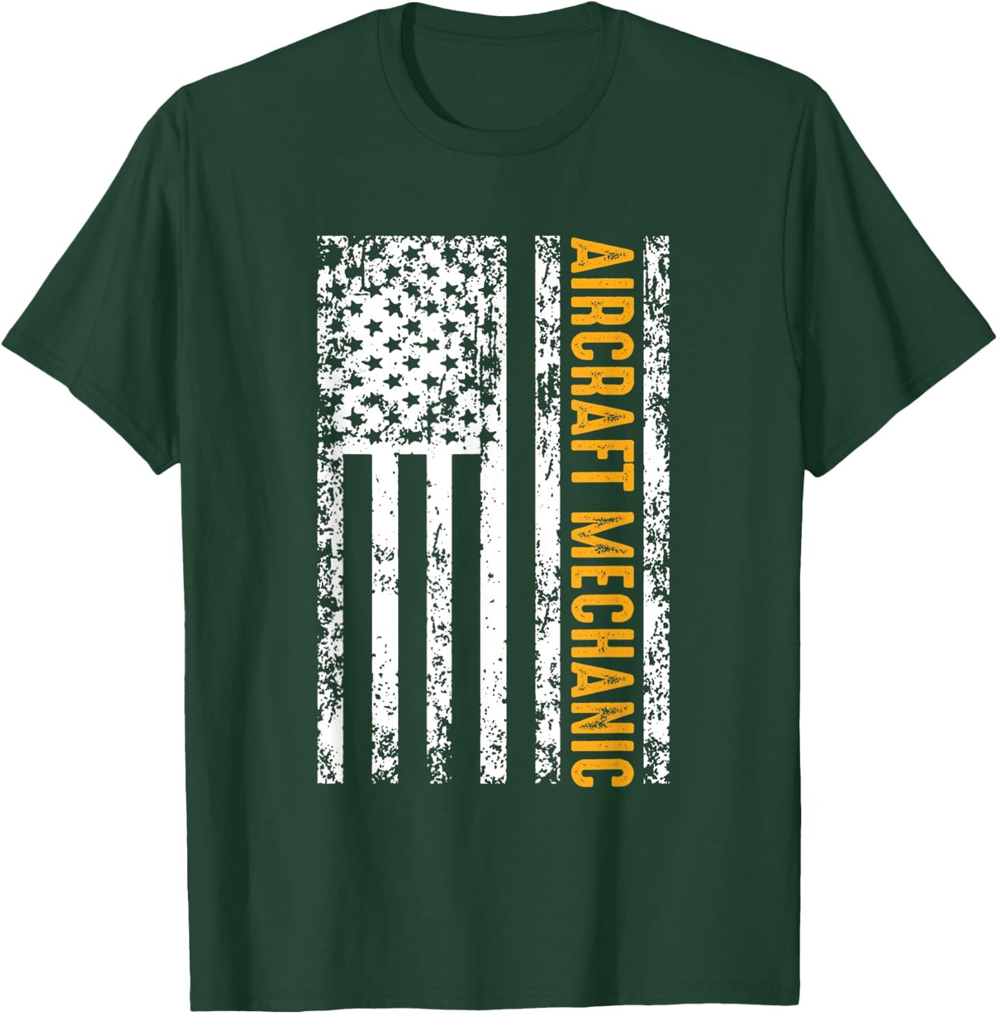Aircraft Mechanic USA Flag Airplane Gift Men T-Shirt - T-Shirt | Forest