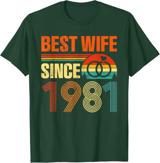 Vintage Distressed Best Wife Since 1981 45th Anniversary T-Shirt - T-Shirt | Forest