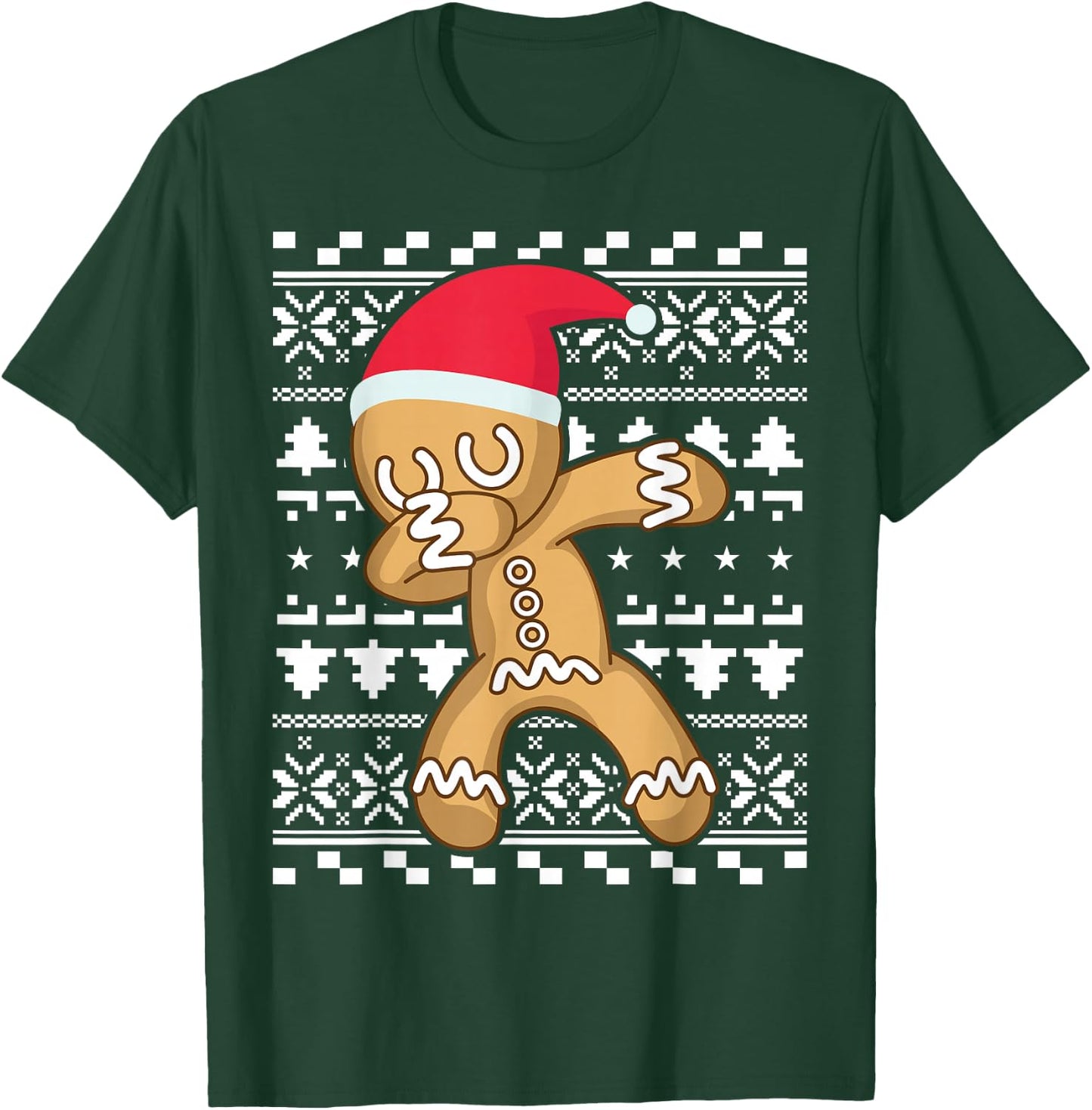 Dabbing Gingerbread Man Ugly Christmas Sweater T-Shirt - T-Shirt | Forest