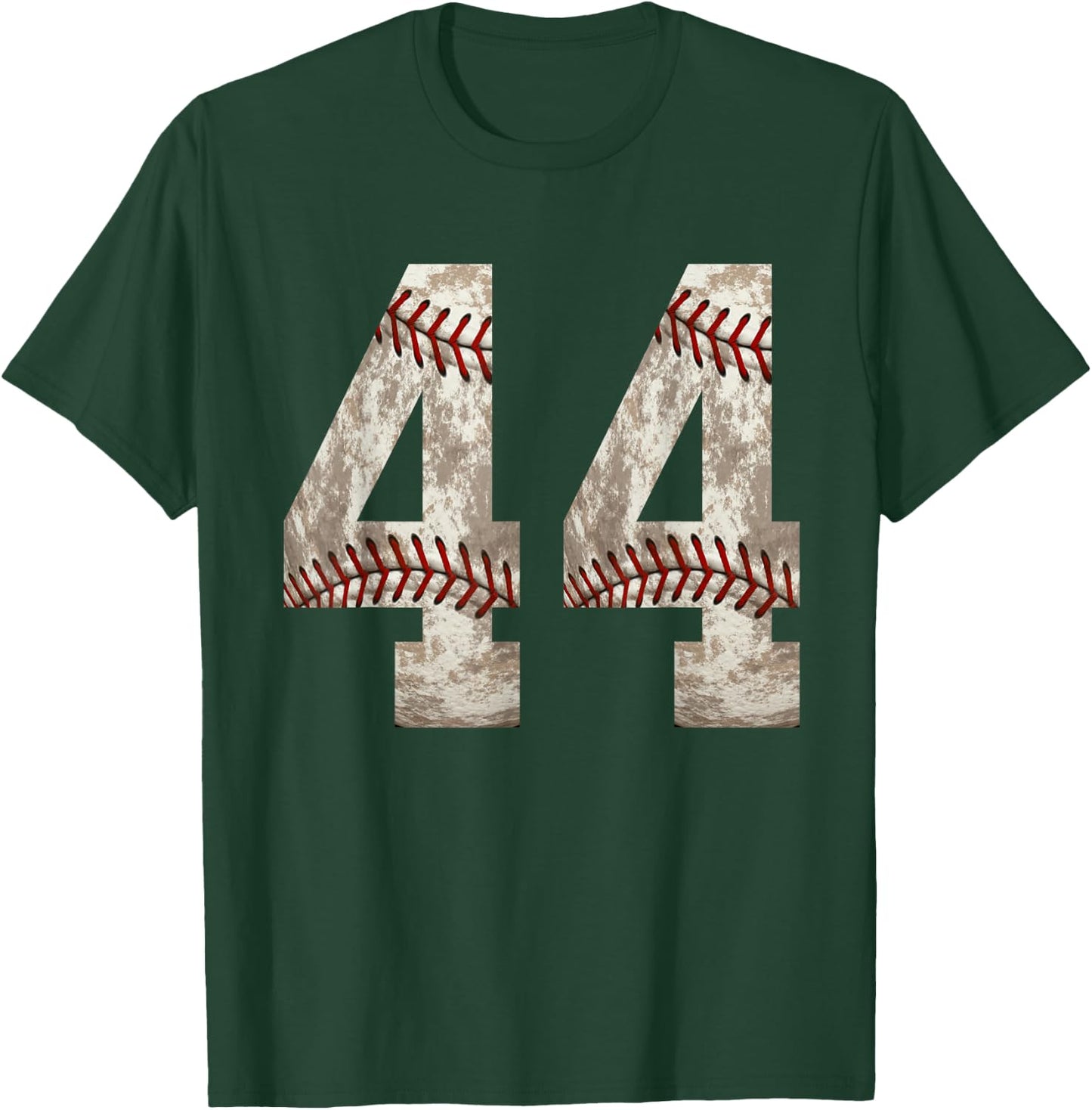 Baseball Jersey Number 44 Outfit Distressed Ball Design T-Shirt - T-Shirt | Forest