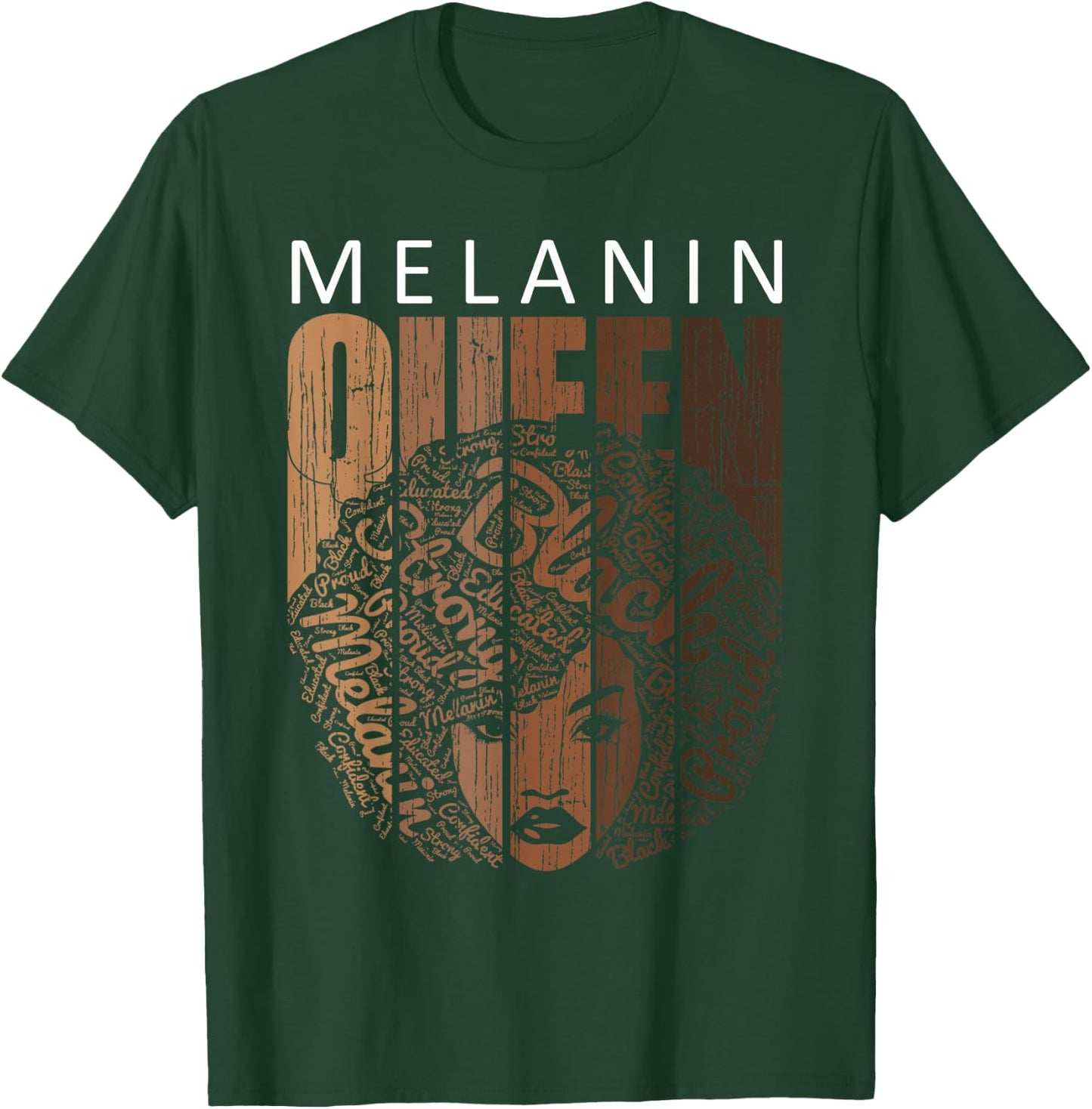Juneteenth Shirts Women Natural Afro Melanin Queen Strong T-Shirt - T-Shirt | Forest