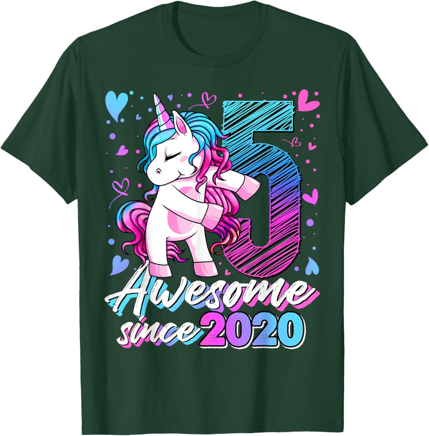 5 Year Old Unicorn Gifts For Girls 5th Birthday Girl Party T-Shirt - T-Shirt | Forest