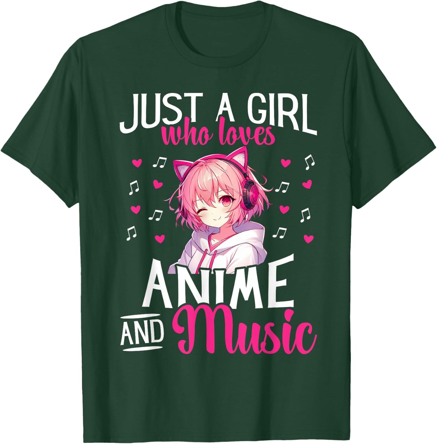Just a Girl Who Loves Anime and Music Japanese Chibi Teen T-Shirt - T-Shirt | Forest