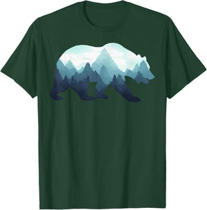 Bear Double Exposure Surreal Wildlife Animal T-Shirt - T-Shirt | Forest