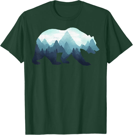 Bear Double Exposure Surreal Wildlife Animal T-Shirt - T-Shirt | Forest
