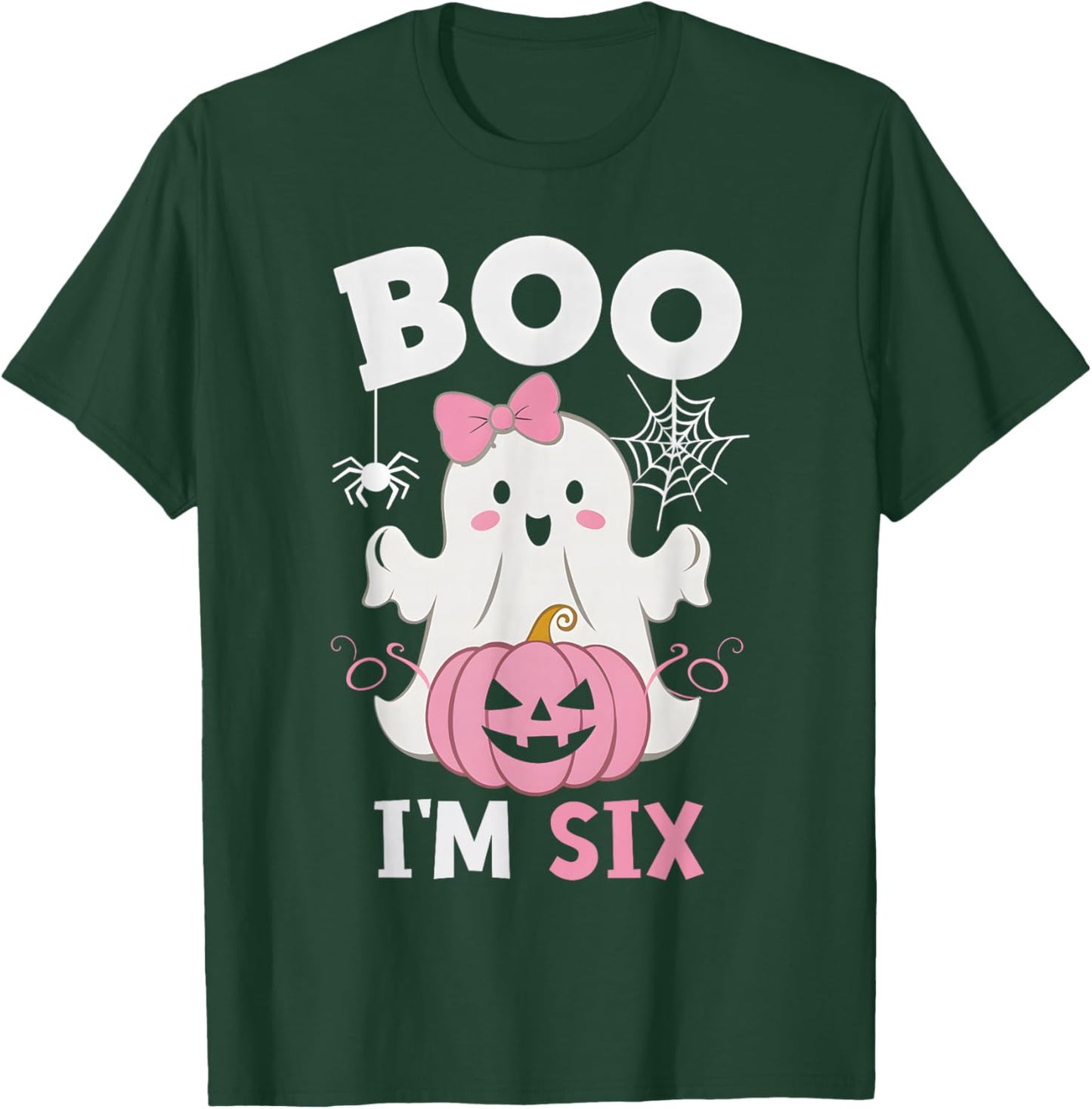 Ghost Boo I'm Six Year 6th Birthday Girls Halloween Groovy T-Shirt - T-Shirt | Forest