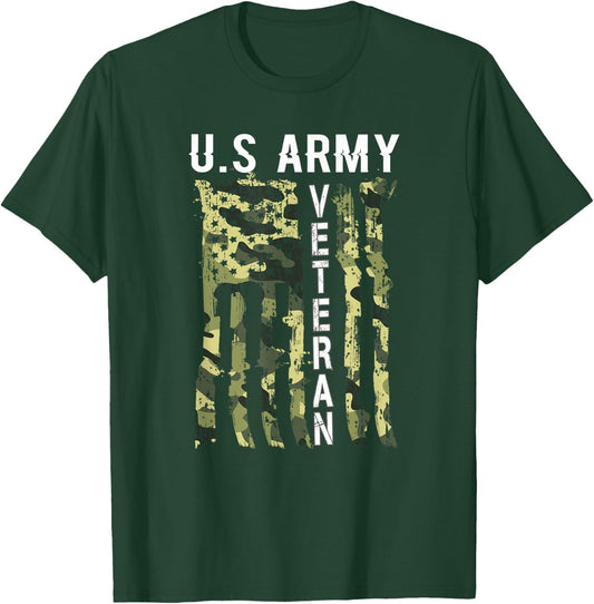 Veteran USA Camo 4th of July Shirt Man Woman T-Shirt - T-Shirt | Forest