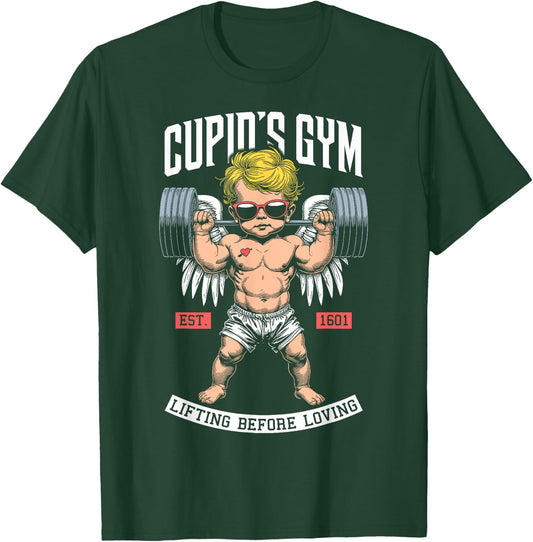Funny Valentine's Day Cupid's Gym Love Fitness Workout T-Shirt - T-Shirt | Forest