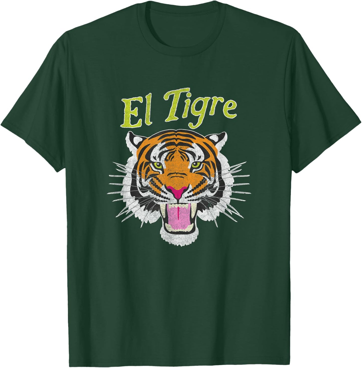 El Tigre Vintage Snarling Tiger Retro Men Women T-Shirt - T-Shirt | Forest