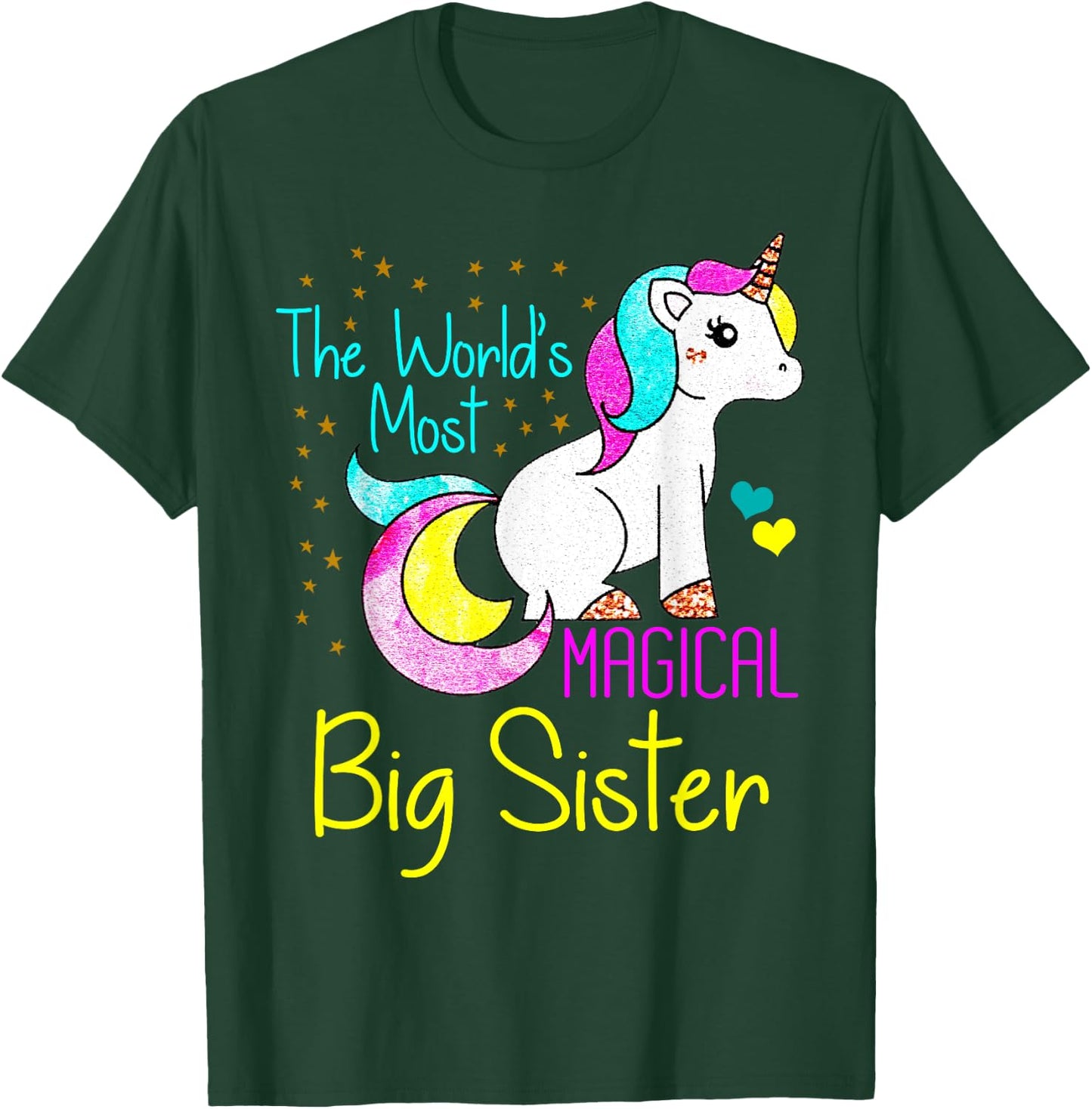 Magical Unicorn Big Sister Cute Funny Novelty Gift T-Shirt - T-Shirt | Forest