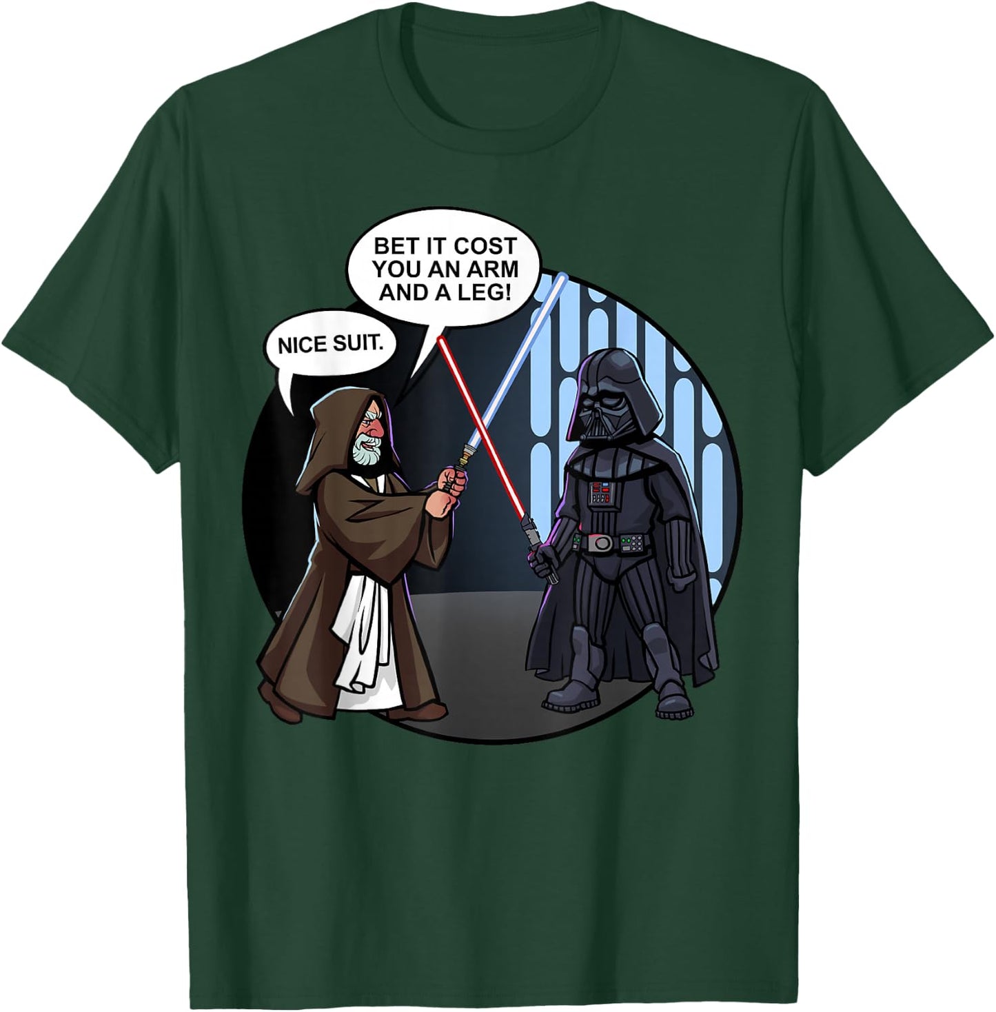 Star Wars Vader And Obi-Wan Nice Suit Text T-Shirt - T-Shirt | Forest