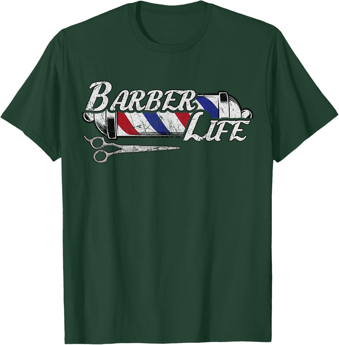 Vintage Barber's Pole Hair Hairstylist Christmas Gift T-Shirt - T-Shirt | Forest