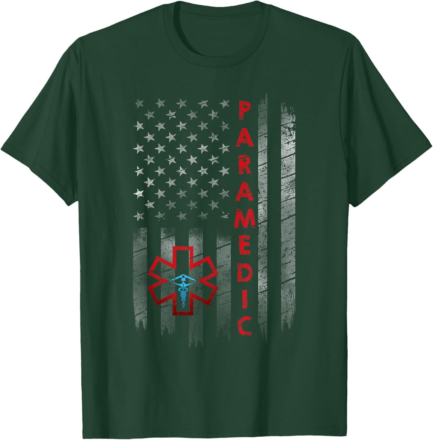 Paramedic American Flag USA Shirt EMS EMT Paramedic Gift T-Shirt - T-Shirt | Forest