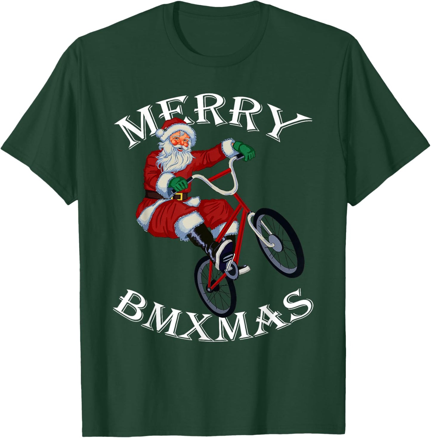 Merry BMXmas Christmas BMX Santa Gifts Funny T-Shirt - T-Shirt | Forest