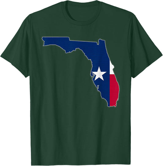 FLORIDA STATE MAP TEXAS TX Flag Roots Men Women Gift T-Shirt - T-Shirt | Forest