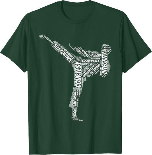 Taekwondo Fighter 5 Tenets of TKD Martial Arts T-Shirt - T-Shirt | Forest