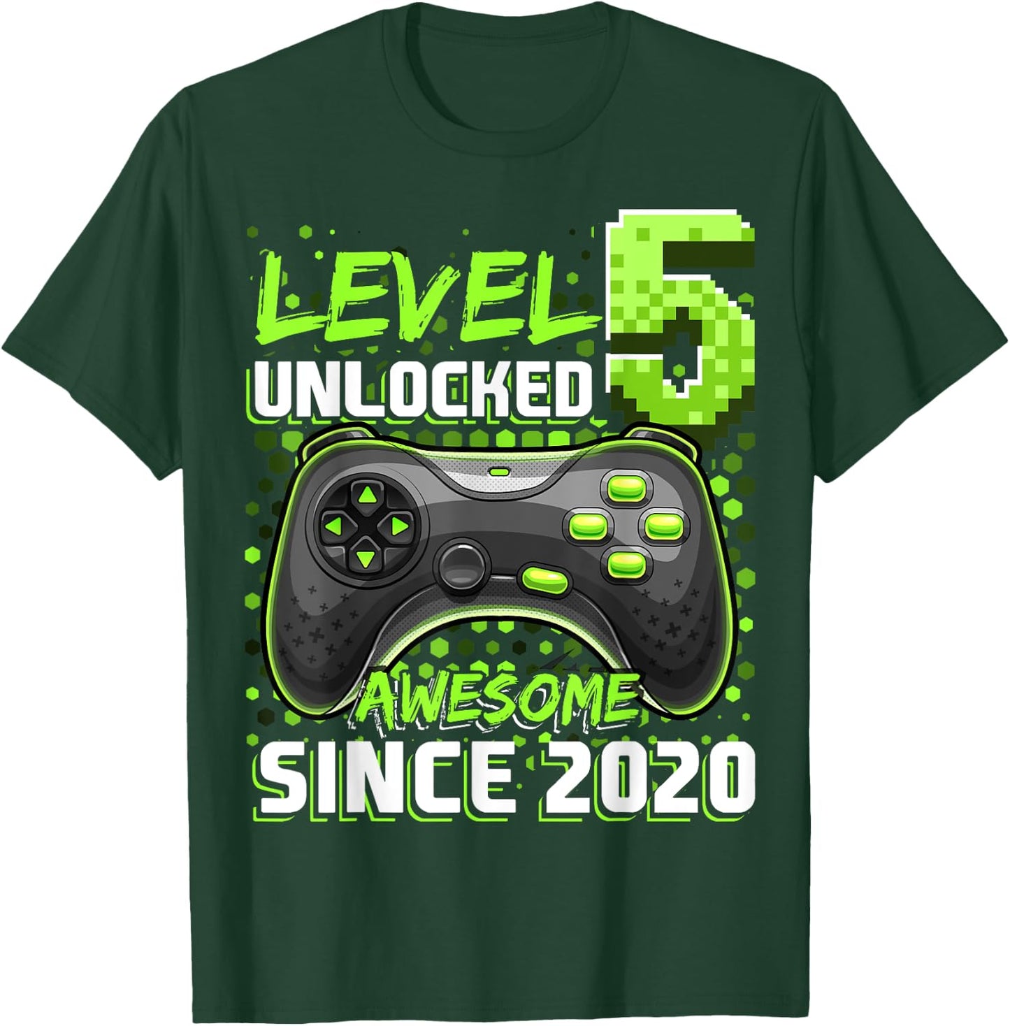 5th Birthday Boy Level 5 Gamer 5 Year Video Game Party T-Shirt - T-Shirt | Forest