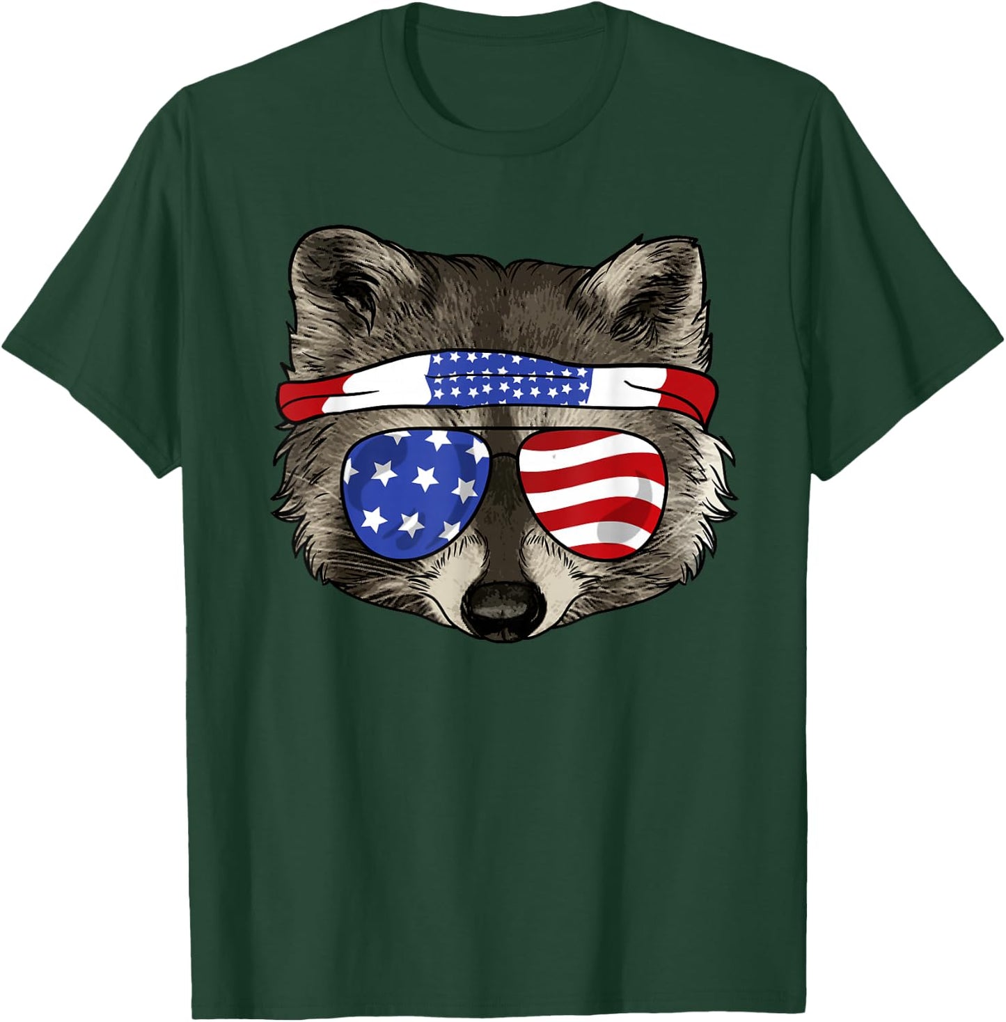 USA Patriotic Raccoon Shirt - July 4th - Trash Panda T-Shirt - T-Shirt | Forest