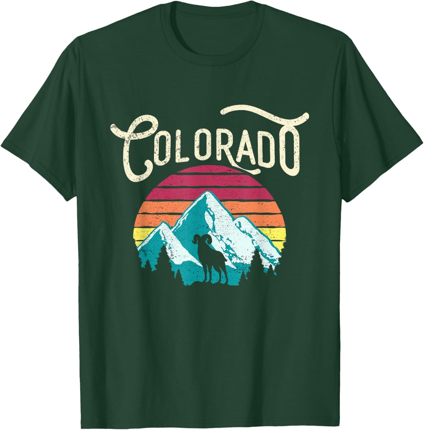 Retro Colorado CO Mountains Wildlife Bighorn Sheep T-Shirt - T-Shirt | Forest