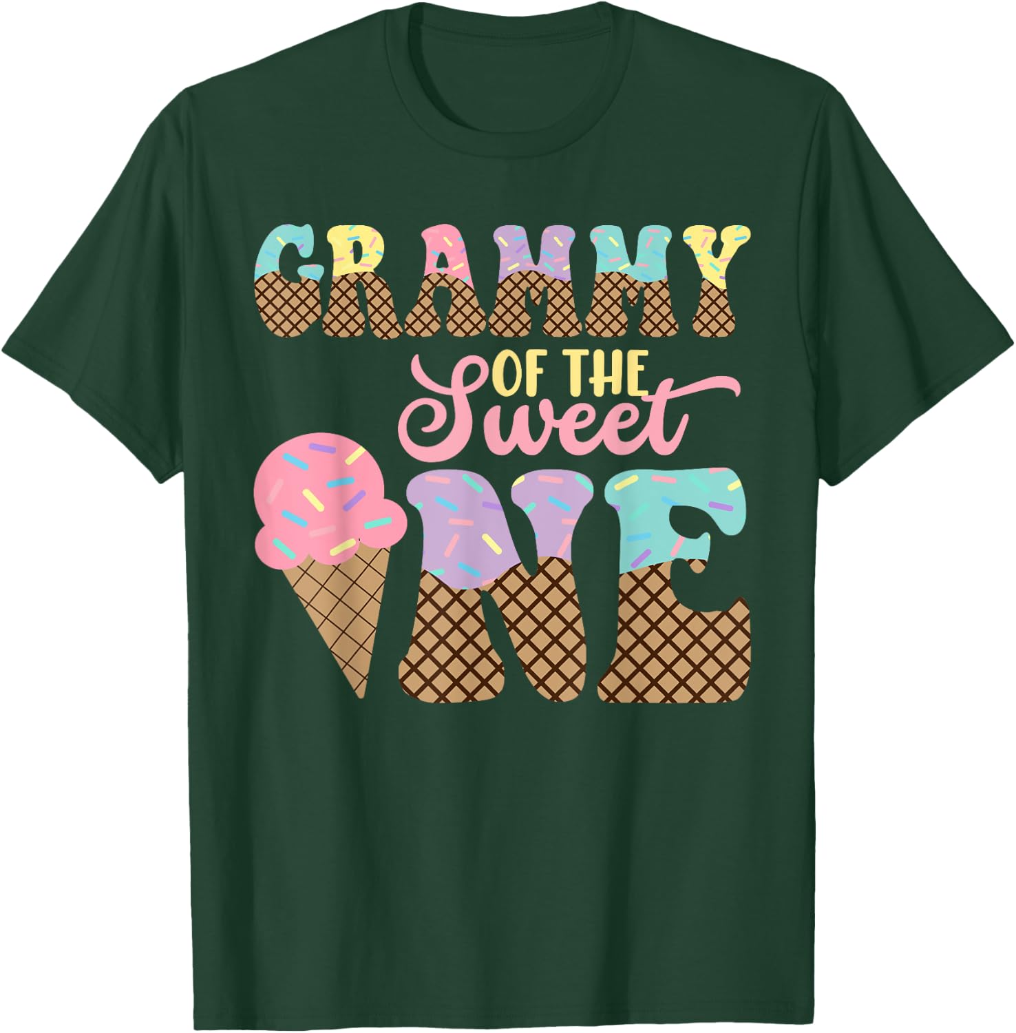 Grammy Of The Sweet One Ice Cream 1st First Birthday Family T-Shirt - T-Shirt | Forest