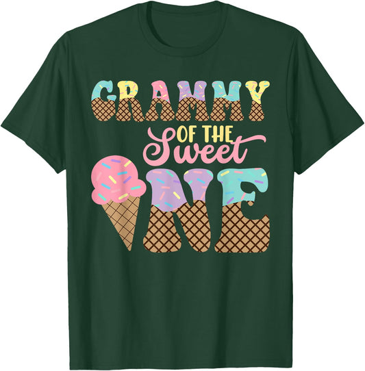 Grammy Of The Sweet One Ice Cream 1st First Birthday Family T-Shirt - T-Shirt | Forest