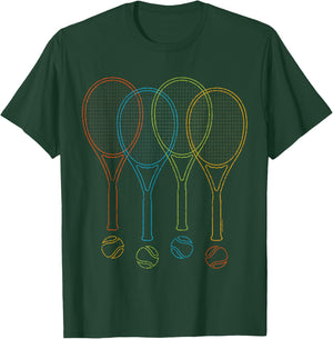 Tennis T Shirt Women Men Kids | Rackets & Balls Cool Tennis T-Shirt - T-Shirt | Forest
