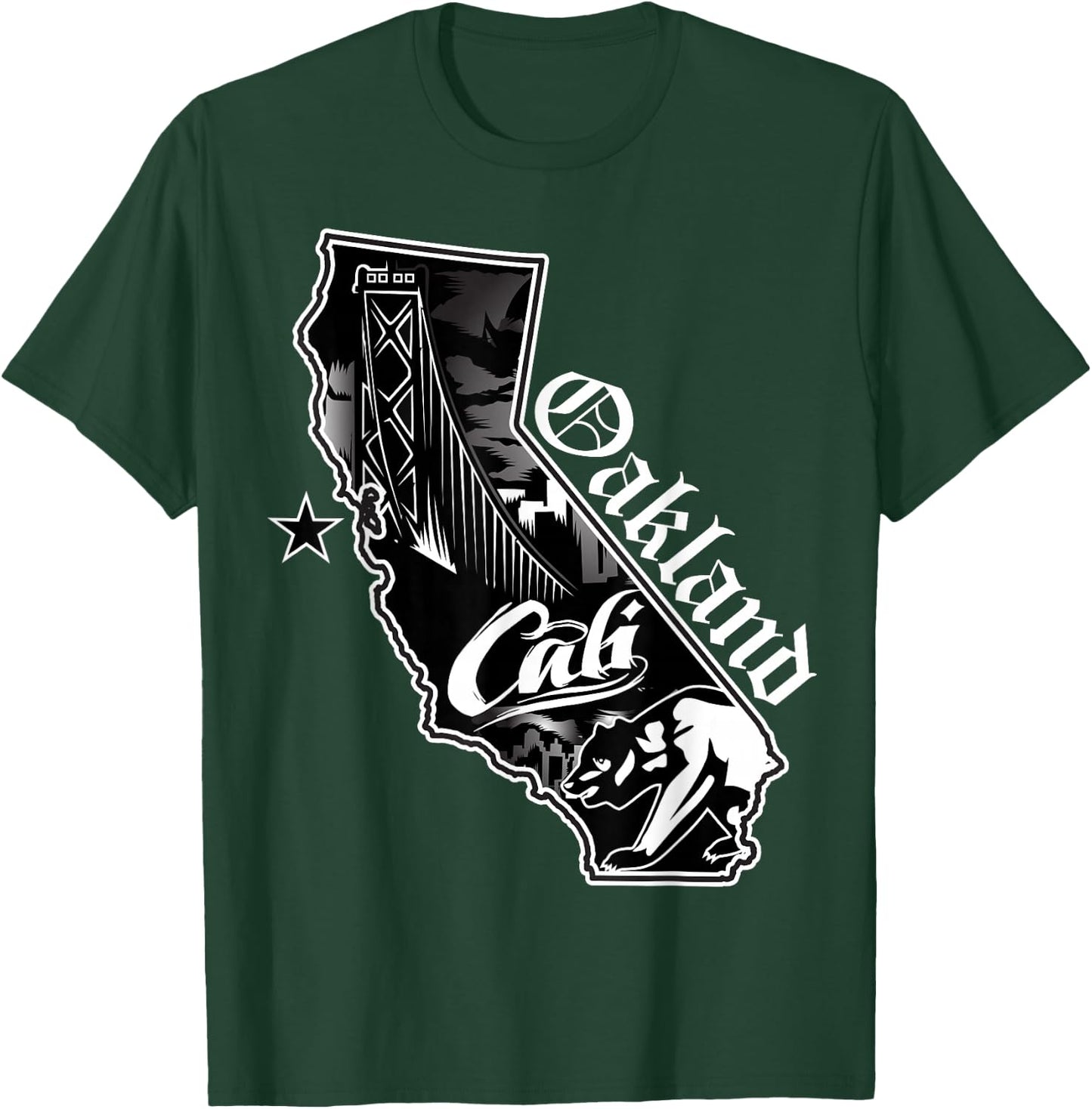 Oakland California Map Northern Cali Bay Area CA T-Shirt - T-Shirt | Forest