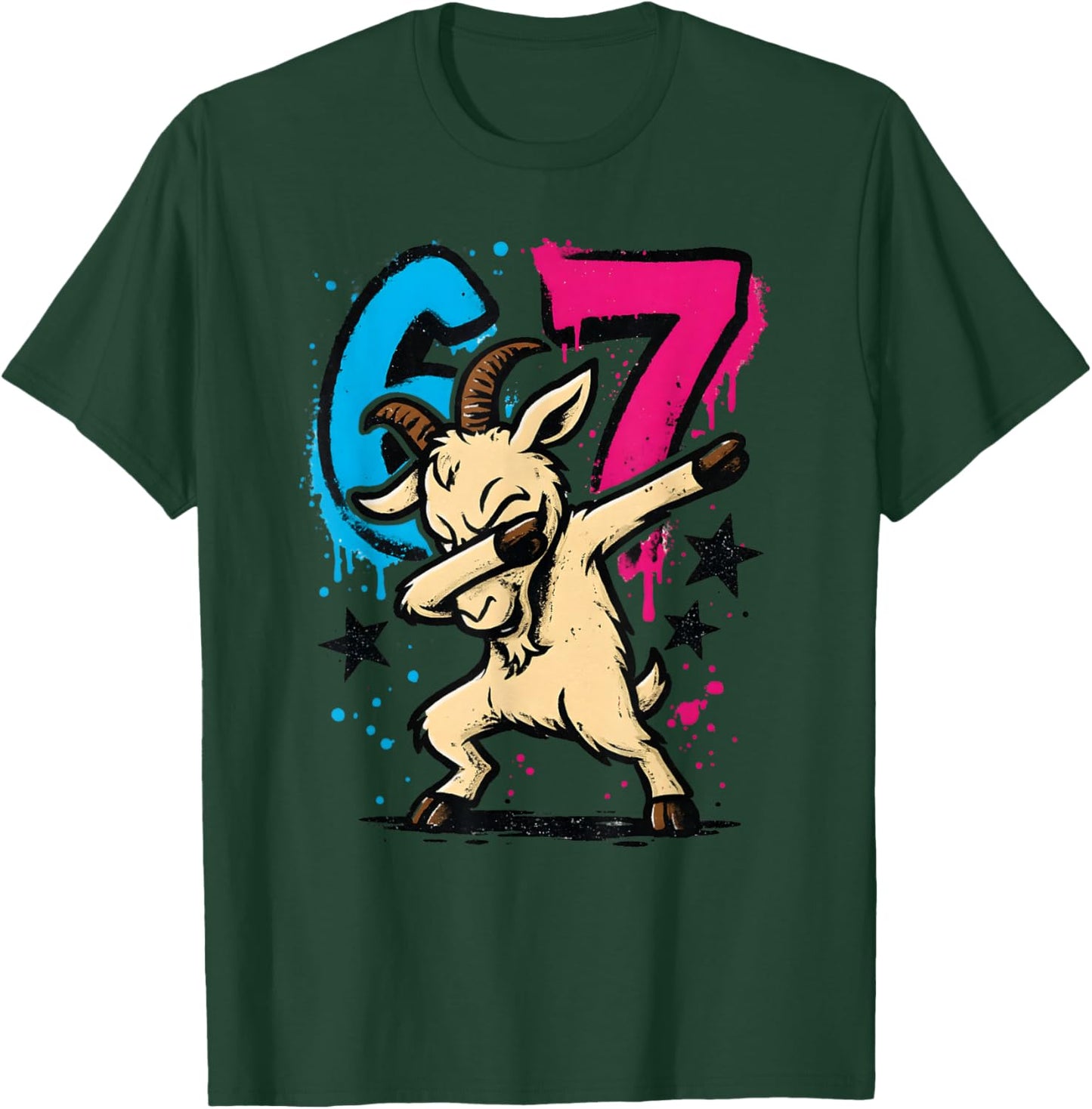 Dabbing Goat Six Seven Meme Graffiti Style Dancing Animal T-Shirt - T-Shirt | Forest