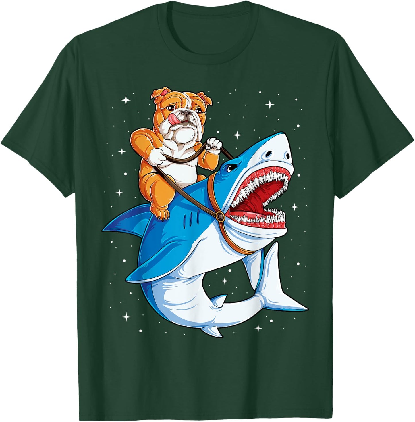 English Bulldog Shark T shirt Kids Space Galaxy Jawsome Gift T-Shirt - T-Shirt | Forest