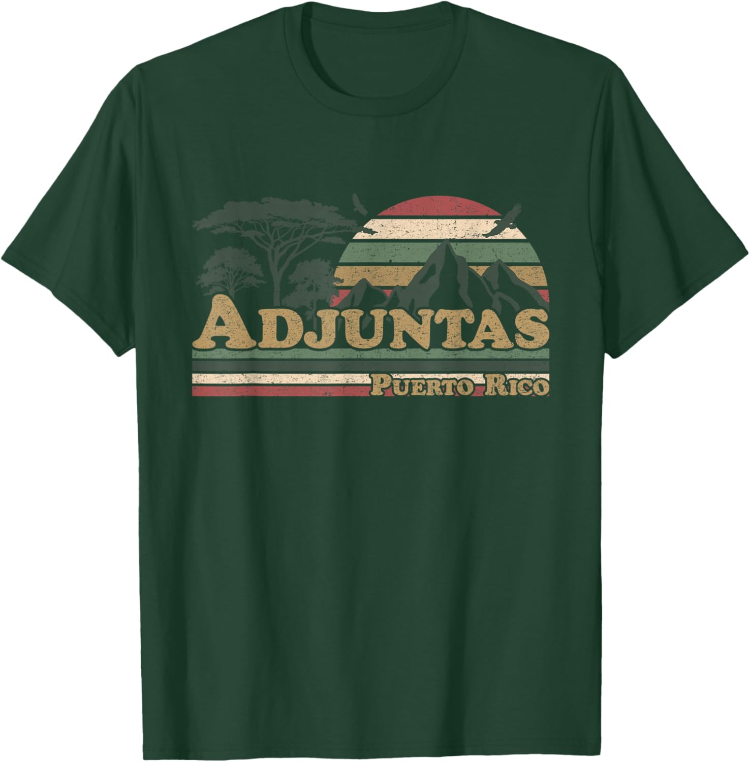 Adjuntas Puerto Rico Mountains Retro Sunset Puerto Rican T-Shirt - T-Shirt | Forest