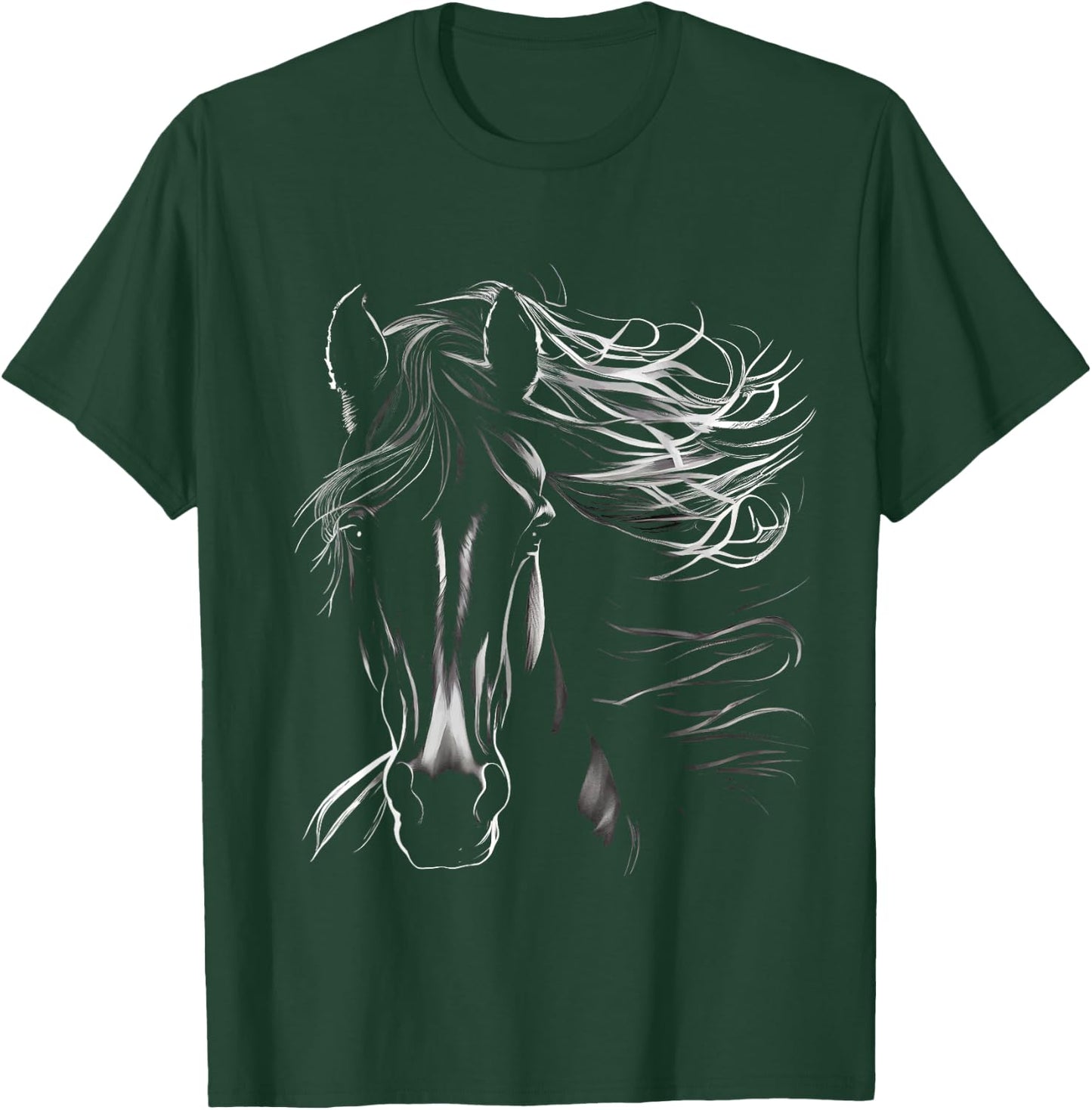 Majestic Black Horse With Flowing Mane T-Shirt - T-Shirt | Forest