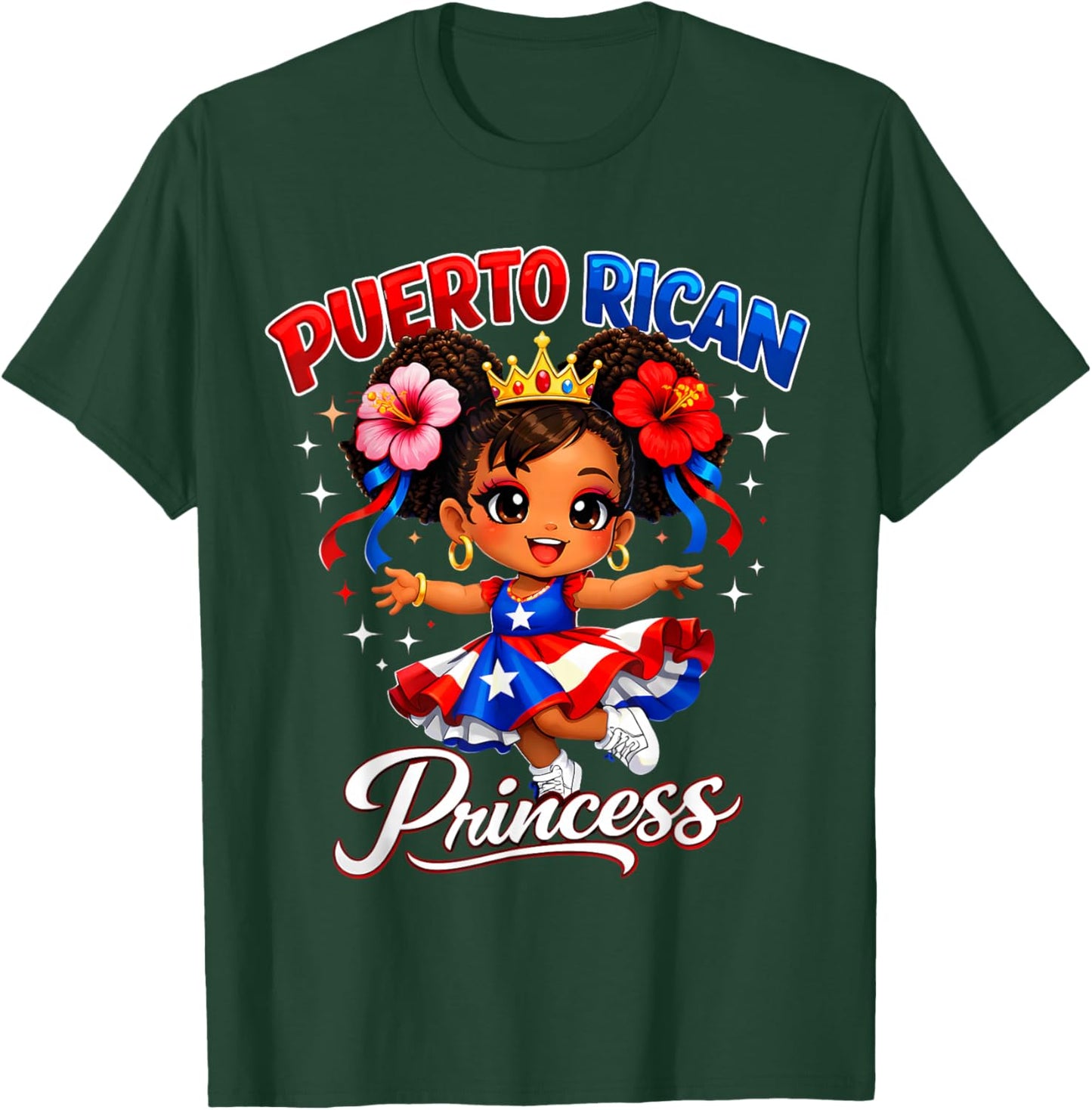 Puerto Rican Princess Puerto Rico Hispanic Heritage Girls T-Shirt - T-Shirt | Forest