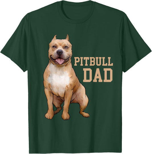 Pitbull Dad Pittie Dog Bully Pit Bull Papa Gift Fathers Day Women Kids T-Shirt - T-Shirt | Forest