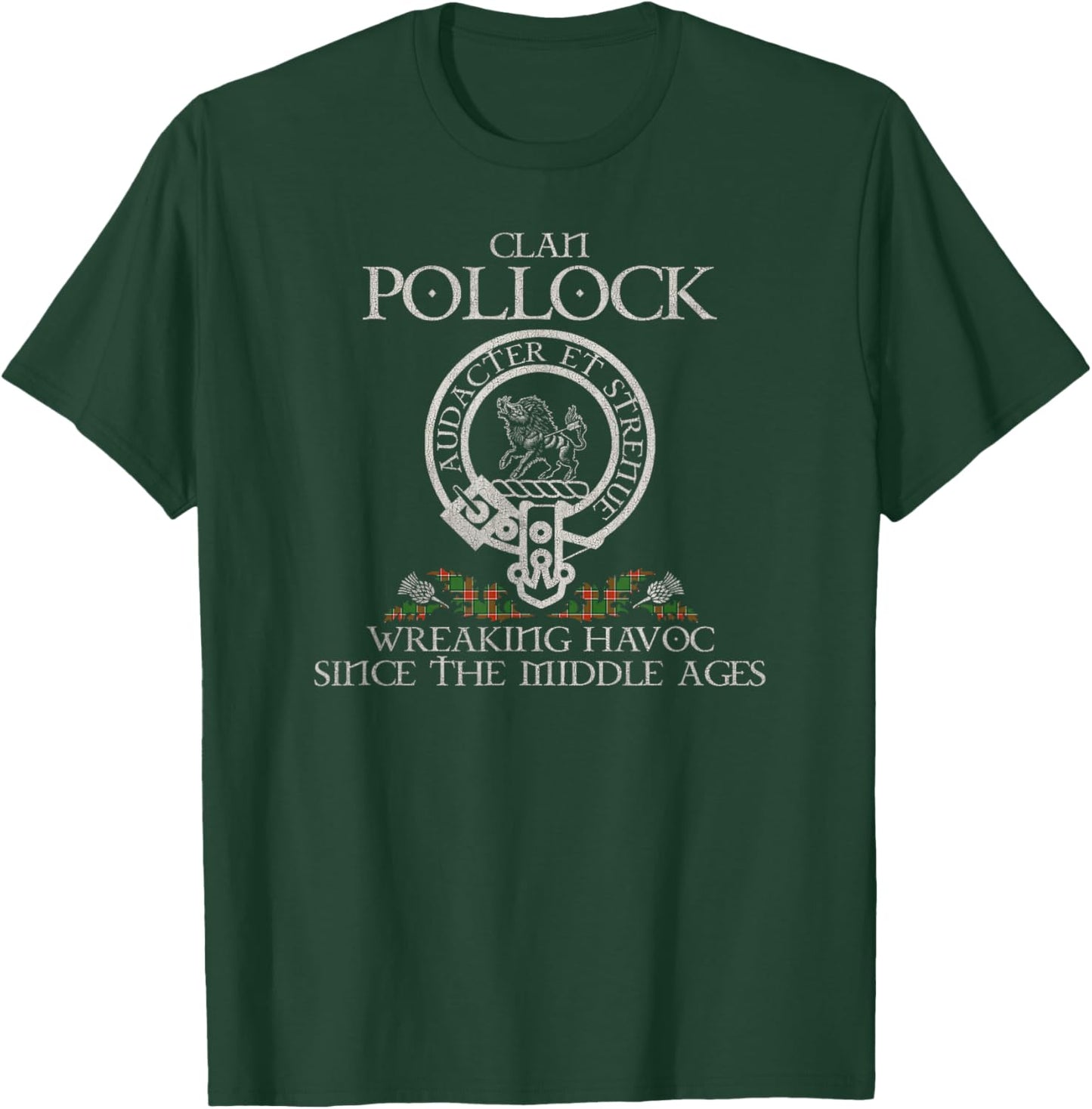 Clan Pollock Crest, Surname, Scottish Heritage Vintage T-Shirt - T-Shirt | Forest