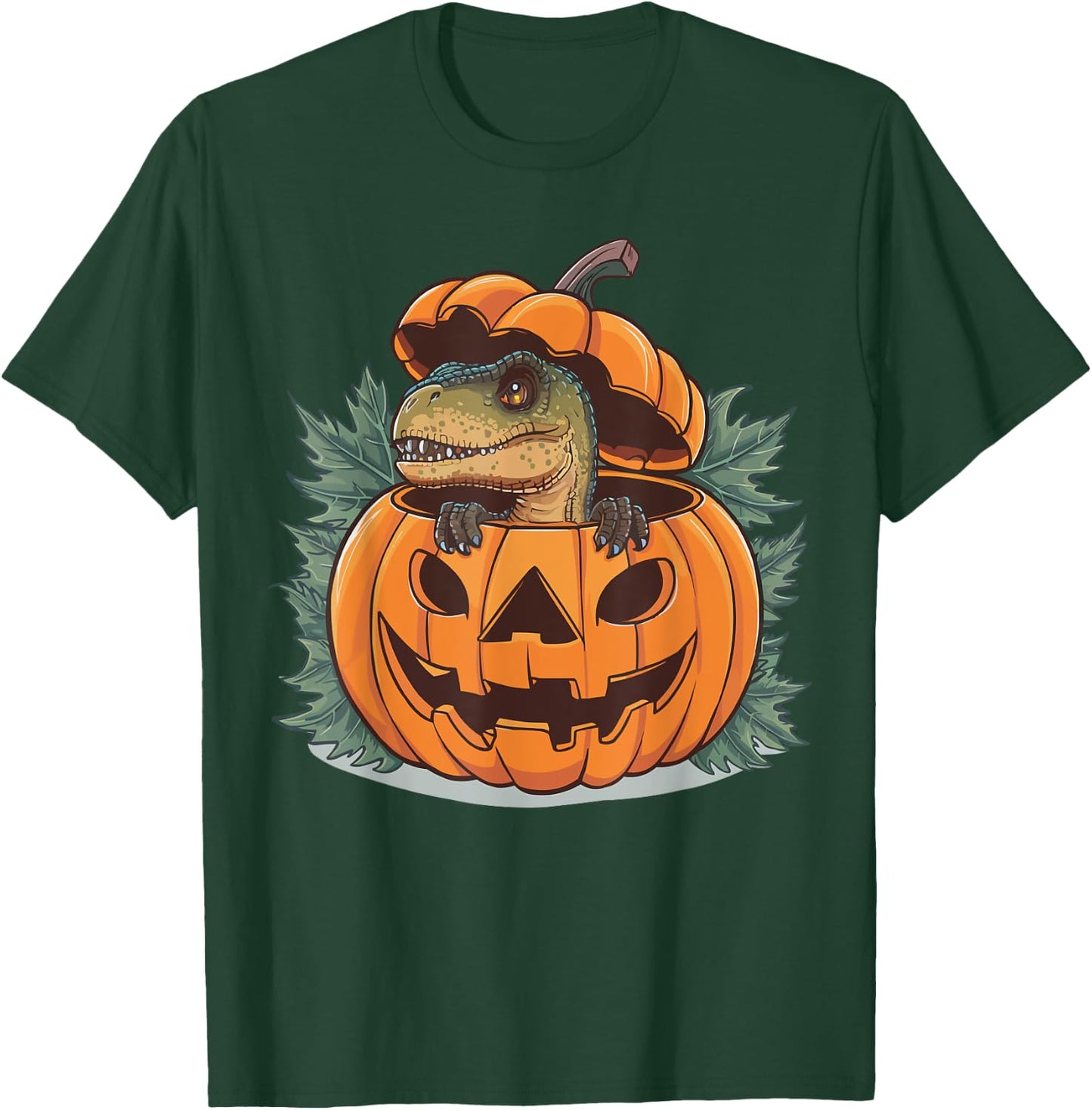 Dinosaur Halloween Spooky Dino Lover Scary Trick Or Treat T-Shirt - T-Shirt | Forest