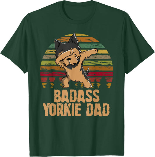 Funny Dabbing Badass Yorkie Dad T-Shirt - T-Shirt | Forest