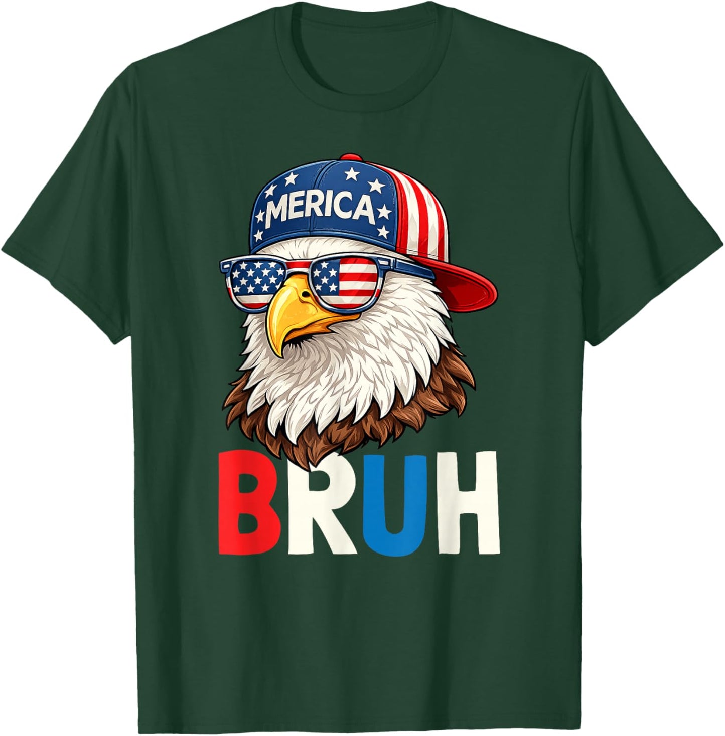 Funny 4th of July Bruh 2026 250th Patriotic Bald Eagle USA T-Shirt - T-Shirt | Forest
