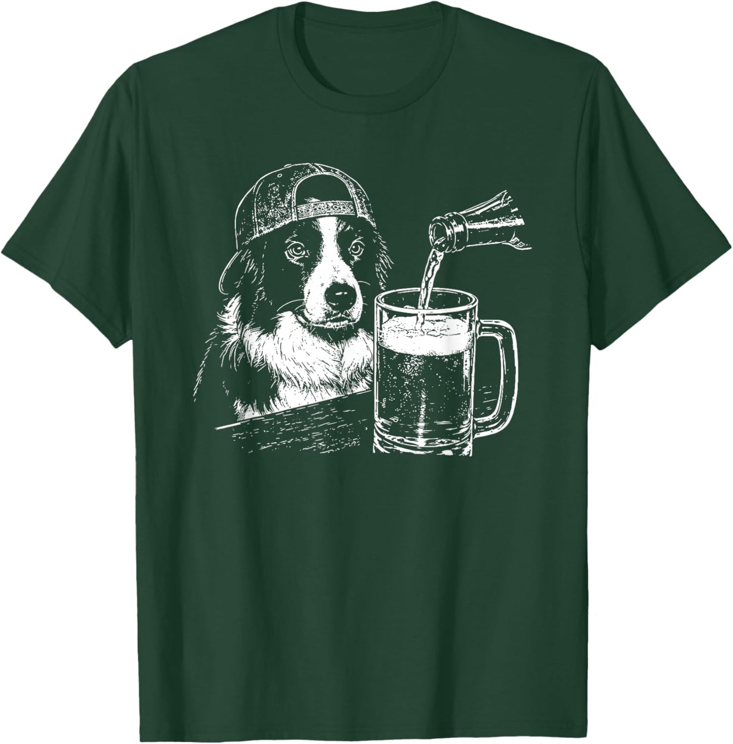 Border Collie Drinking Beer Funny Dog Meme T-Shirt - T-Shirt | Forest