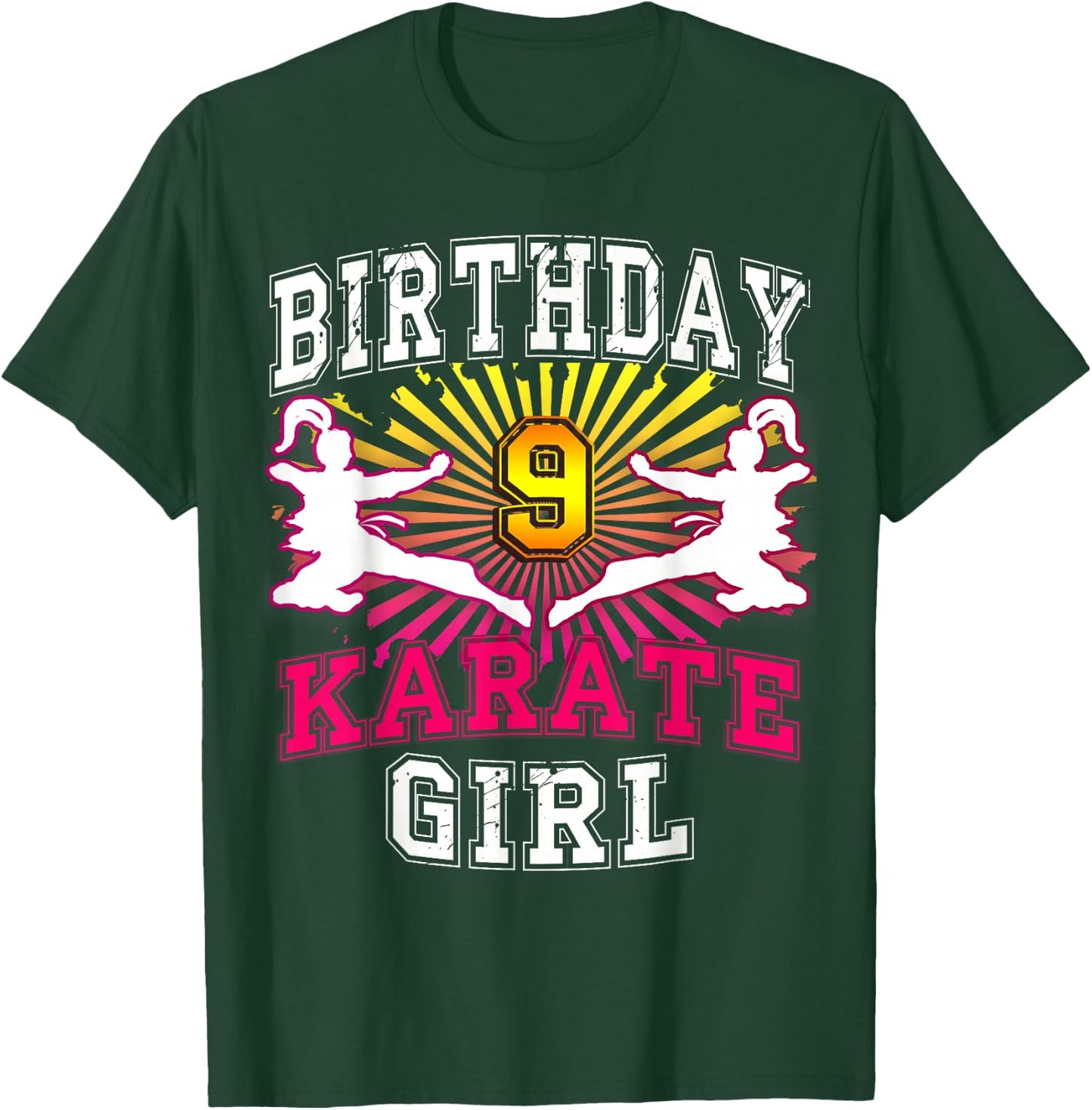 9th Birthday Girl - Karate 9 years old T-Shirt - T-Shirt | Forest