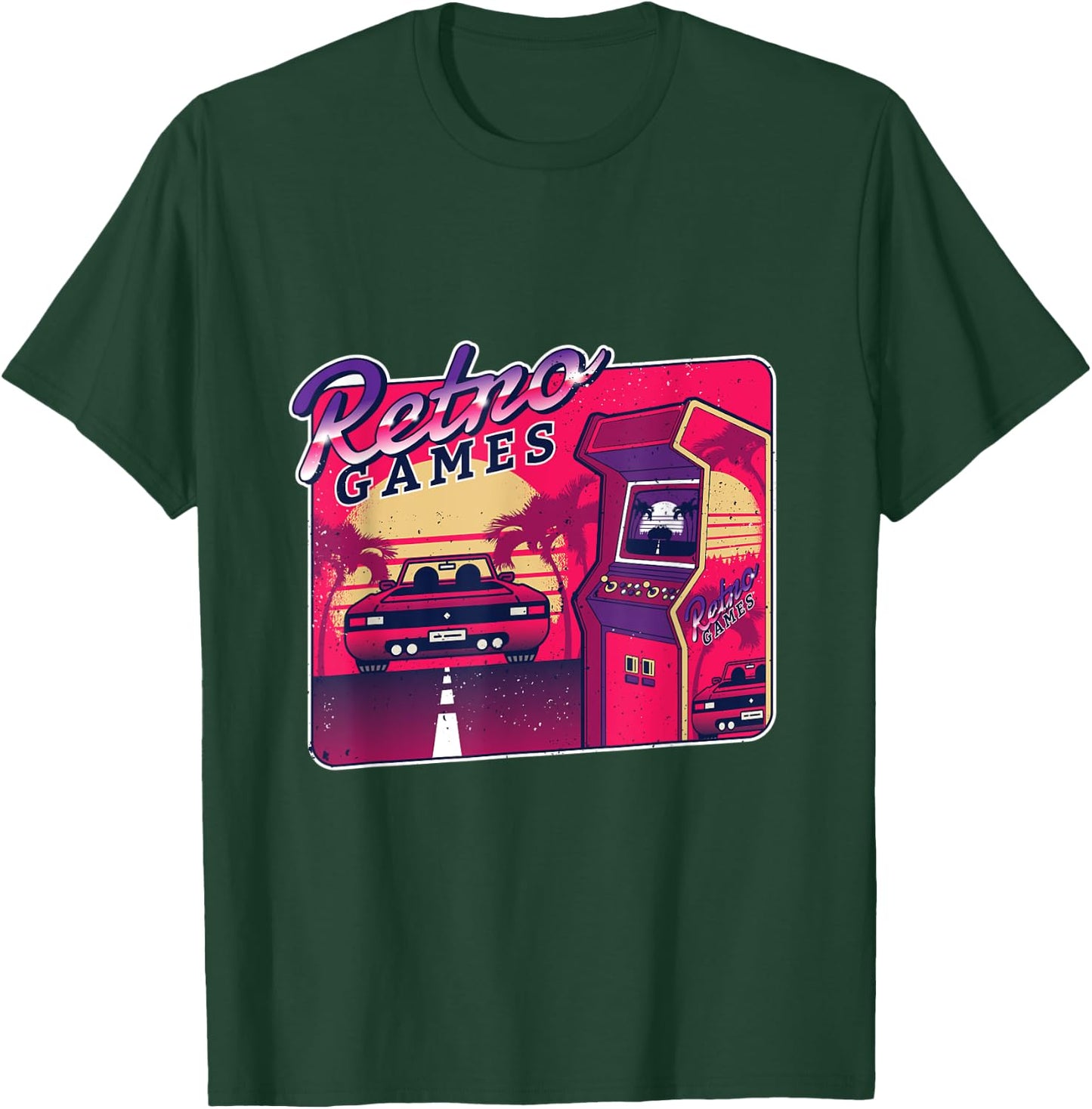 Old School Gamer Gift Vintage 80's Arcade Retro Video Games T-Shirt - T-Shirt | Forest