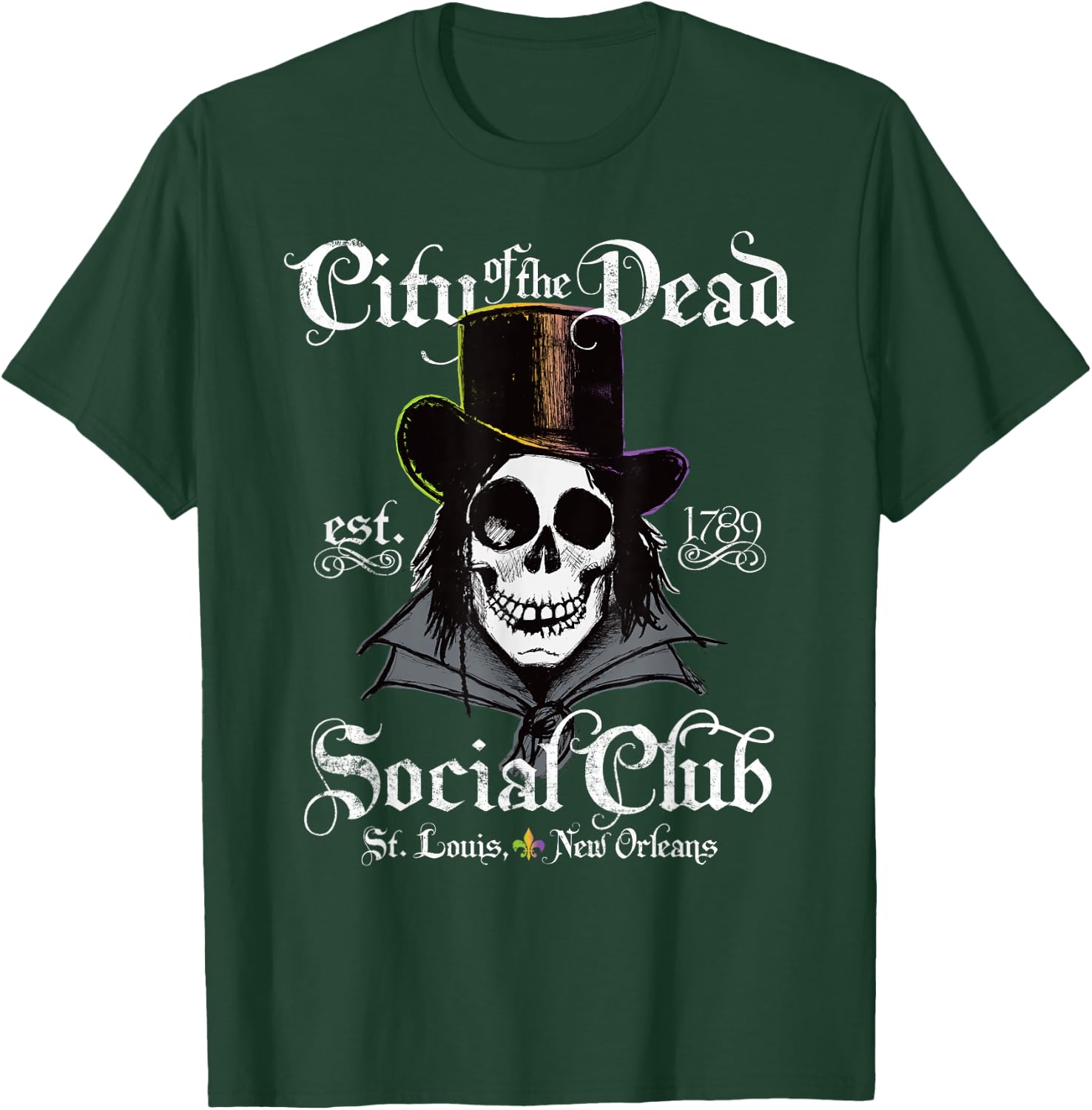 New Orleans Voodoo Doctor Goth Skull Halloween T-Shirt - T-Shirt | Forest