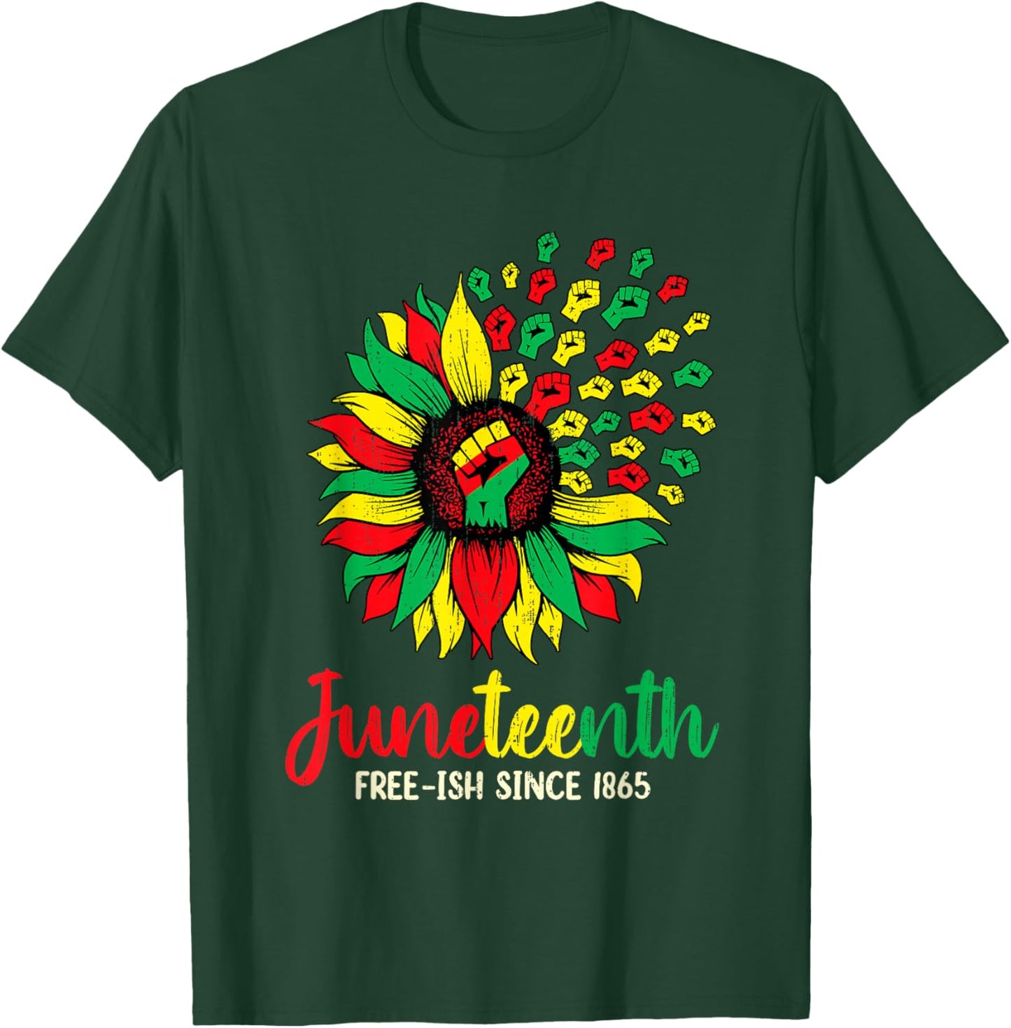 Sunflower Juneteenth Freedom - June 19th 1865 Afro Heritage T-Shirt - T-Shirt | Forest