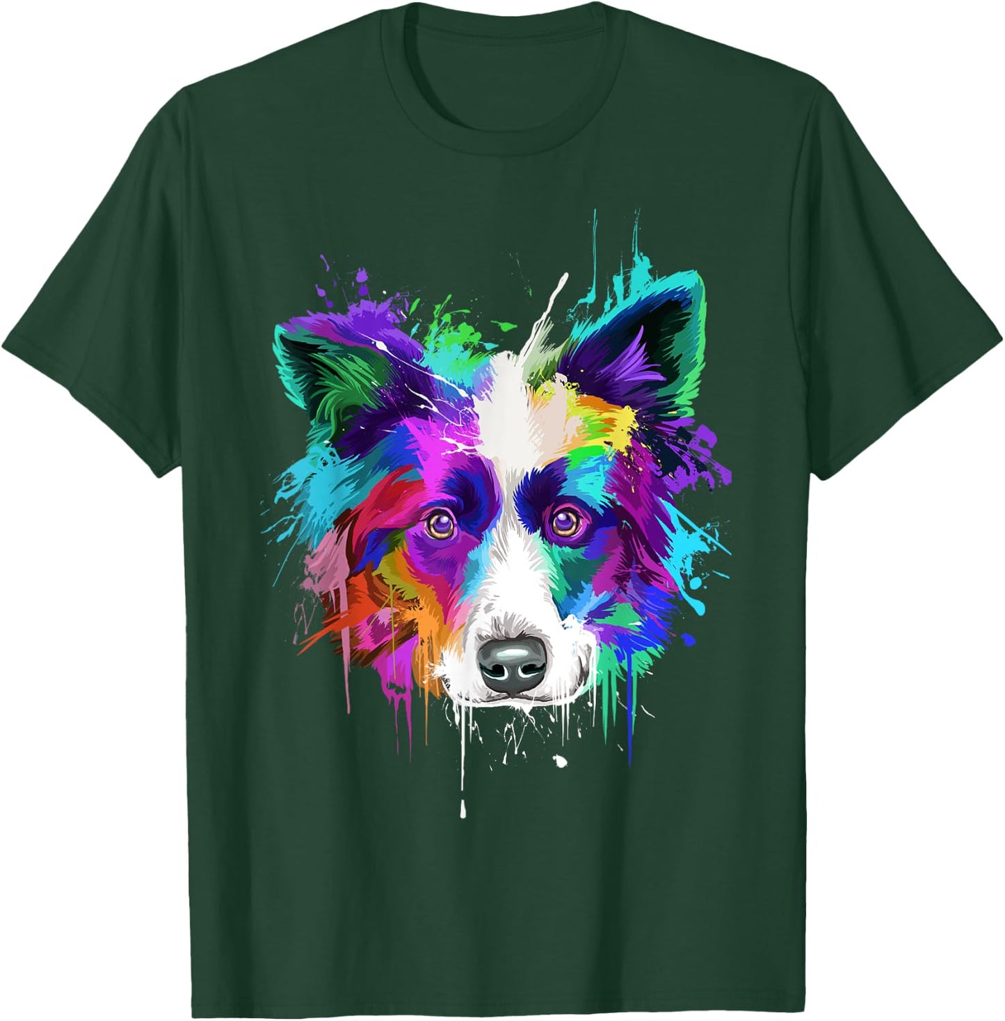 Splash Art Border Collie | Border Collie Owners Gift T-Shirt - T-Shirt | Forest