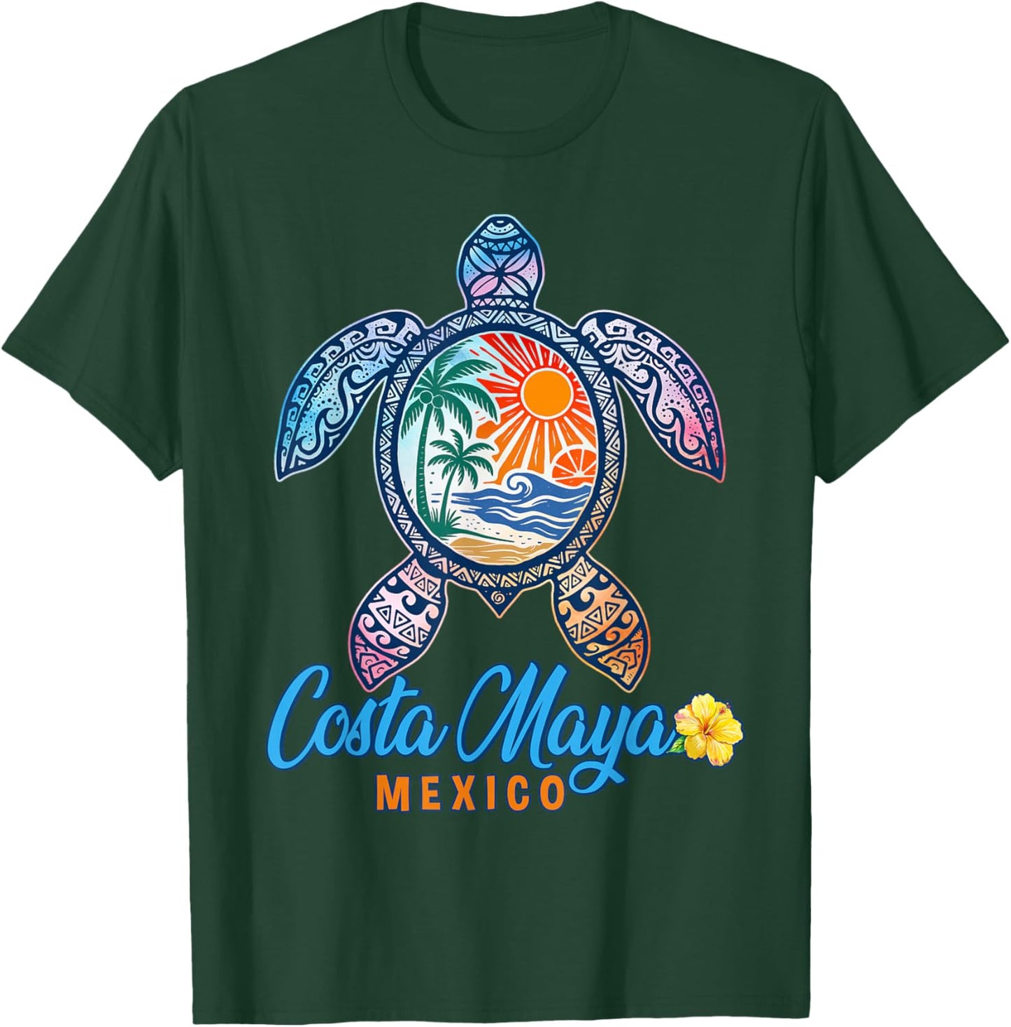 Costa Maya Sea Turtle Souvenir Mexico Summer Beach Vacation T-Shirt - T-Shirt | Forest