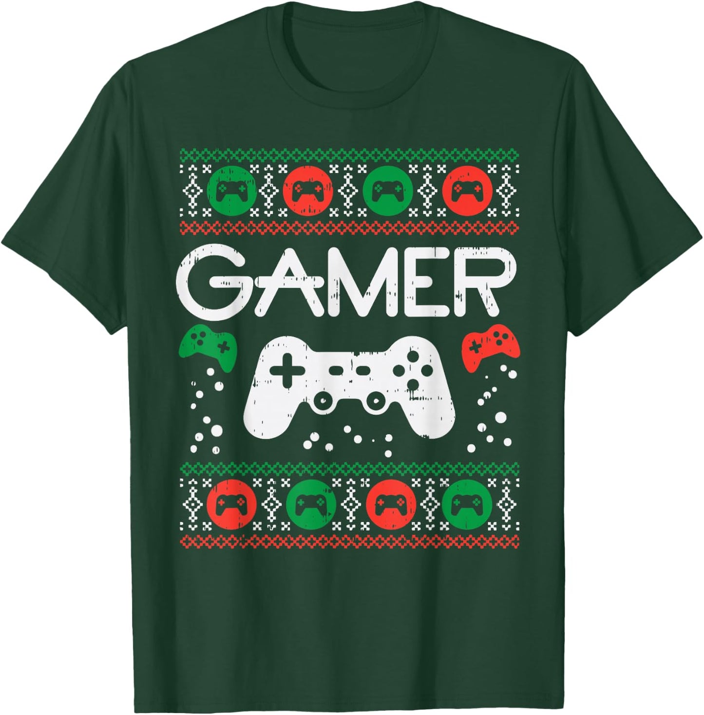 Gamer Ugly Christmas Sweater Retro Video Game Xmas Boys Gift T-Shirt - T-Shirt | Forest